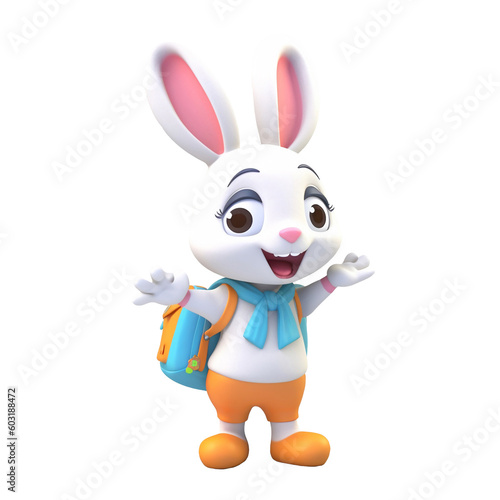 Illustration 3D cute rabbit character AI Generative