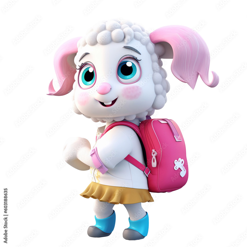 Fototapeta premium Illustration 3D cute sheep character AI Generative