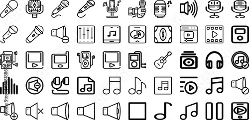 Set Of Music Icons Collection Isolated Silhouette Solid Icons Including Melody, Music, Illustration, Vector, Sound, Note, Musical Infographic Elements Logo Vector Illustration