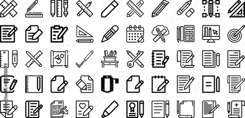 Set Of Pencil Icons Collection Isolated Silhouette Solid Icons Including Drawing, Isolated, Vector, School, Illustration, Pencil, Office Infographic Elements Logo Vector Illustration