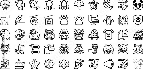 Set Of Animal Icons Collection Isolated Silhouette Solid Icons Including Cute  Cartoon  Animal  Illustration  Set  Character  Wildlife Infographic Elements Logo Vector Illustration