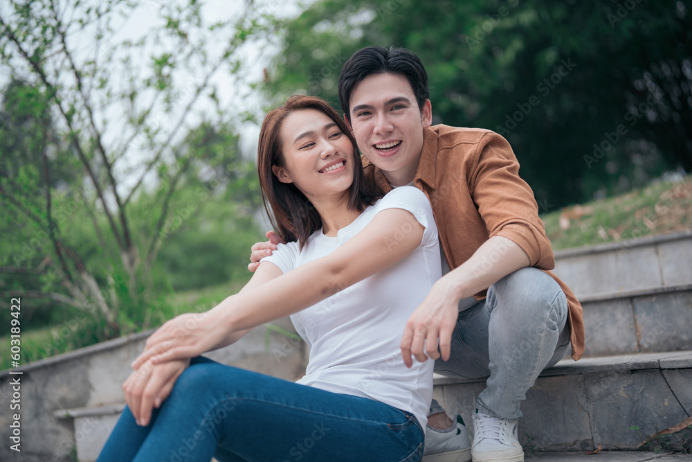 Photo of young Asian couple outside Photo of young Asian couple outside