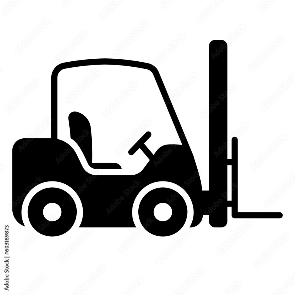 Forklift icon for lifting goods in warehouse
