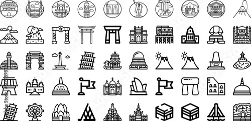 Set Of Landmark Icons Collection Isolated Silhouette Solid Icons Including Travel, Landmark, Tower, Tourism, Architecture, Famous, Europe Infographic Elements Logo Vector Illustration