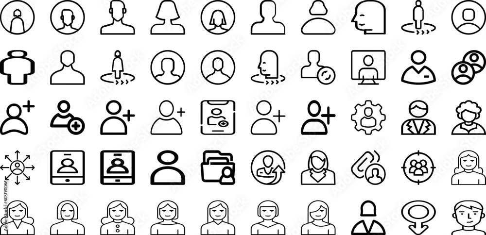 Set Of Profile Icons Collection Isolated Silhouette Solid Icons Including Vector, Social, Illustration, People, Business, Face, Profile Infographic Elements Logo Vector Illustration