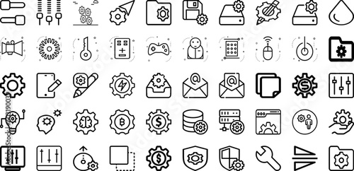 Set Of Setting Icons Collection Isolated Silhouette Solid Icons Including Illustration, Vector, Symbol, Gear, Business, Icon, Technology Infographic Elements Logo Vector Illustration