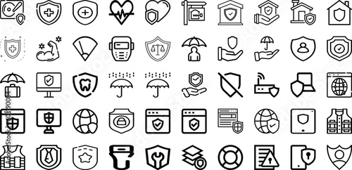 Set Of Shield Icons Collection Isolated Silhouette Solid Icons Including Icon, Security, Design, Protection, Shield, Symbol, Protect Infographic Elements Logo Vector Illustration