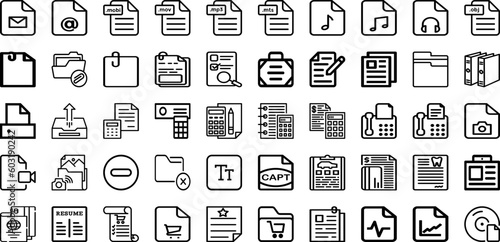 Set Of Document Icons Collection Isolated Silhouette Solid Icons Including Office, Information, Business, Management, File, Document, Folder Infographic Elements Logo Vector Illustration