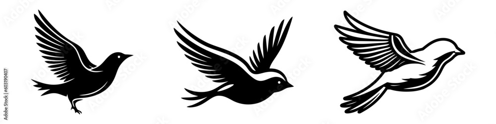Fototapeta premium Birds icon set. Vector logo set isolated on white background