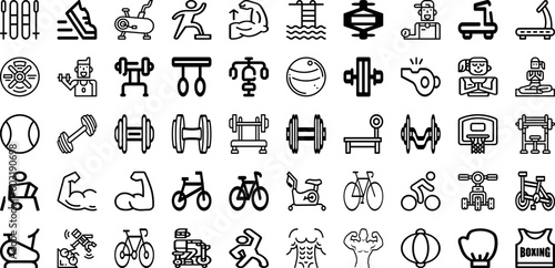 Set Of Exercise Icons Collection Isolated Silhouette Solid Icons Including Healthy, Sport, Exercise, People, Lifestyle, Fitness, Workout Infographic Elements Logo Vector Illustration