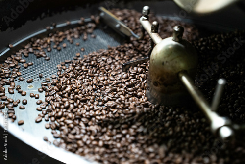 焙煎中のコーヒー豆