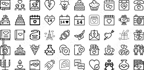 Set Of Valentine Icons Collection Isolated Silhouette Solid Icons Including Heart, Day, Background, Vector, Valentine, Love, Banner Infographic Elements Logo Vector Illustration