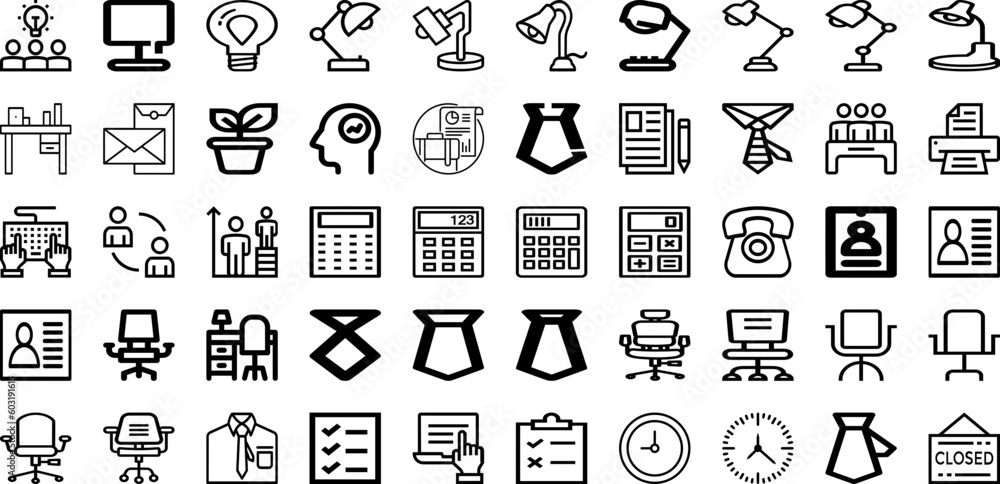 Set Of Office Icons Collection Isolated Silhouette Solid Icons Including Modern, Work, Table, Business, Computer, Technology, Office Infographic Elements Logo Vector Illustration
