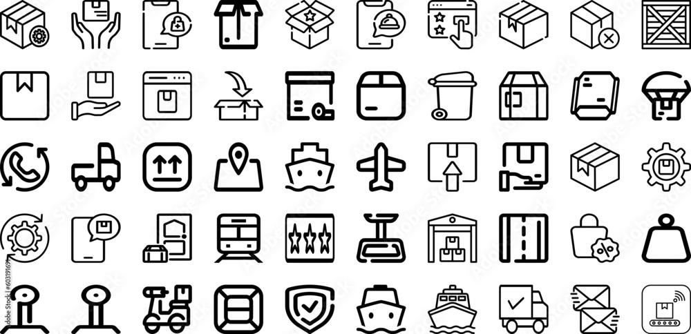 Set Of Shipping Icons Collection Isolated Silhouette Solid Icons Including Ship, Container, Shipping, Cargo, Export, Transport, Transportation Infographic Elements Logo Vector Illustration
