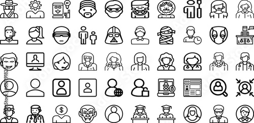 Set Of Avatar Icons Collection Isolated Silhouette Solid Icons Including Person, Man, Avatar, People, Female, Human, Face Infographic Elements Logo Vector Illustration