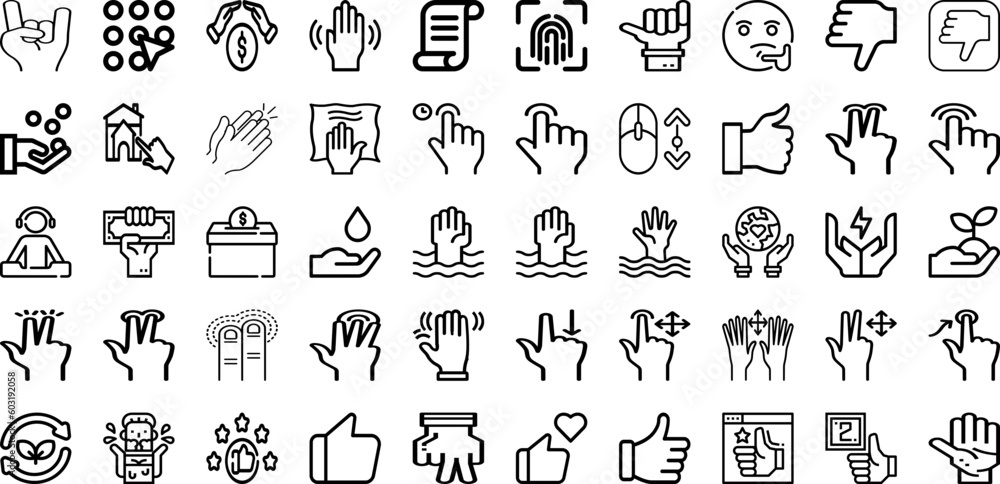 Set Of Gesture Icons Collection Isolated Silhouette Solid Icons Including Sign, Finger, Gesture, Hand, Vector, Symbol, Set Infographic Elements Logo Vector Illustration