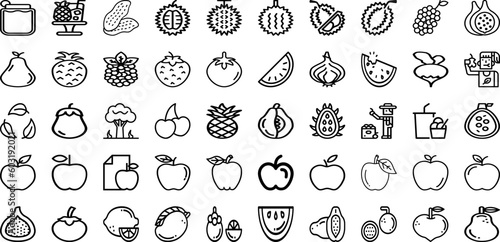 Set Of Fruit Icons Collection Isolated Silhouette Solid Icons Including Fruit  Organic  Fresh  Healthy  Orange  Diet  Food Infographic Elements Logo Vector Illustration