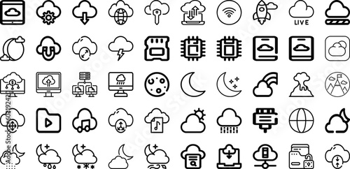 Set Of Cloud Icons Collection Isolated Silhouette Solid Icons Including Cloud  Air  Background  Blue  Vector  Sky  White Infographic Elements Logo Vector Illustration