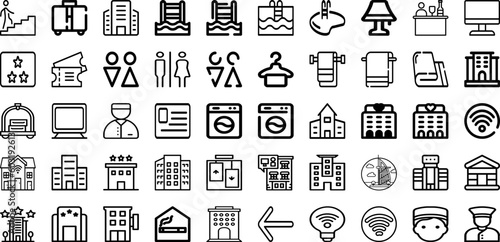 Set Of Hotel Icons Collection Isolated Silhouette Solid Icons Including Service  Bed  Woman  Travel  Vacation  Room  Hotel Infographic Elements Logo Vector Illustration