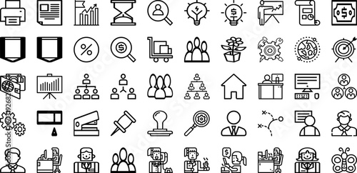 Set Of Office Icons Collection Isolated Silhouette Solid Icons Including Work, Technology, Computer, Office, Modern, Business, Table Infographic Elements Logo Vector Illustration © Abagael