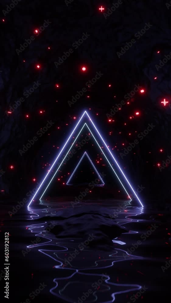 Neon Light In Cave, Vertical Video 4K Neon Light In Cave, Vertical Video 4K