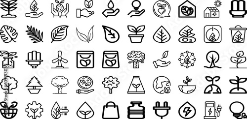 Set Of Ecology Icons Collection Isolated Silhouette Solid Icons Including Eco  Nature  Environment  Earth  Ecology  Plant  Green Infographic Elements Logo Vector Illustration
