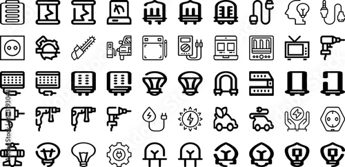 Set Of Electric Icons Collection Isolated Silhouette Solid Icons Including Electricity, Charger, Electric, Vehicle, Technology, Power, Energy Infographic Elements Logo Vector Illustration