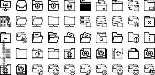 Set Of Folder Icons Collection Isolated Silhouette Solid Icons Including Business, Open, Design, File, Paper, Folder, Document Infographic Elements Logo Vector Illustration