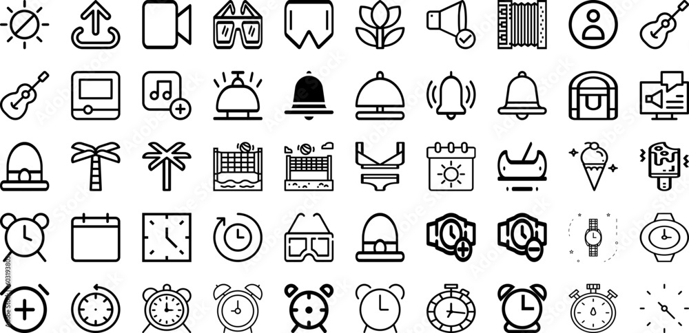 Set Of Time Icons Collection Isolated Silhouette Solid Icons Including Clock, Time, Vector, Icon, Sign, Graphic, Symbol Infographic Elements Logo Vector Illustration