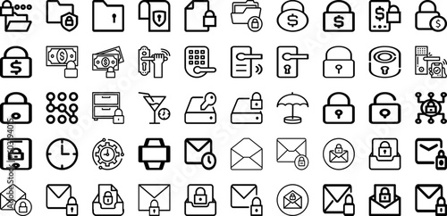 Set Of Lock Icons Collection Isolated Silhouette Solid Icons Including Icon, Vector, Safety, Lock, Privacy, Protection, Safe Infographic Elements Logo Vector Illustration