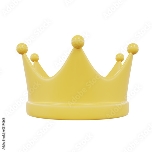 gold yellow royal crown element icon isolated on white background. yellow crown element icon. crown element icon cartoon 3d render illustration 