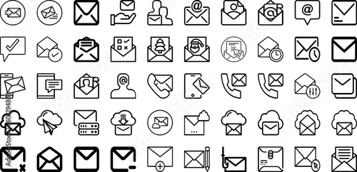 Set Of Mail Icons Collection Isolated Silhouette Solid Icons Including Vector, Email, Message, Sign, Mail, Letter, Icon Infographic Elements Logo Vector Illustration © Abagael