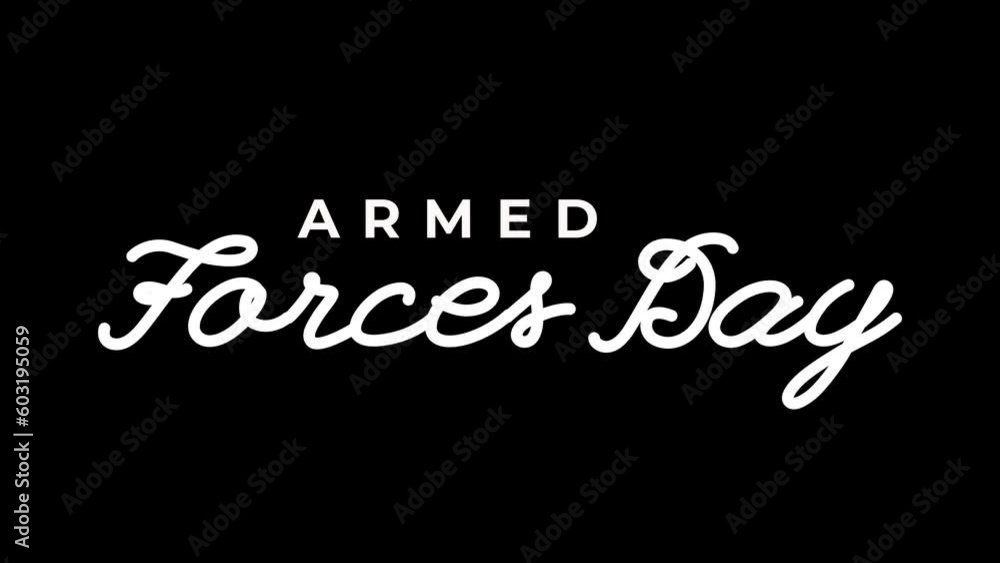 Armed Forces Day text animation on transparent background. Text in black and white color. Handwriting Lettering. concept for armed forces day celebration. 4k video alpha channel. Armed Forces Day text animation on transparent background. Text in black and white color. Handwriting Lettering. concept for armed forces day celebration. 4k video alpha channel.