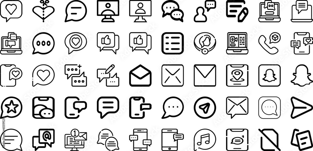 Set Of Chat Icons Collection Isolated Silhouette Solid Icons Including Chat, Message, Communication, Speech, Robot, Conversation, Support Infographic Elements Logo Vector Illustration