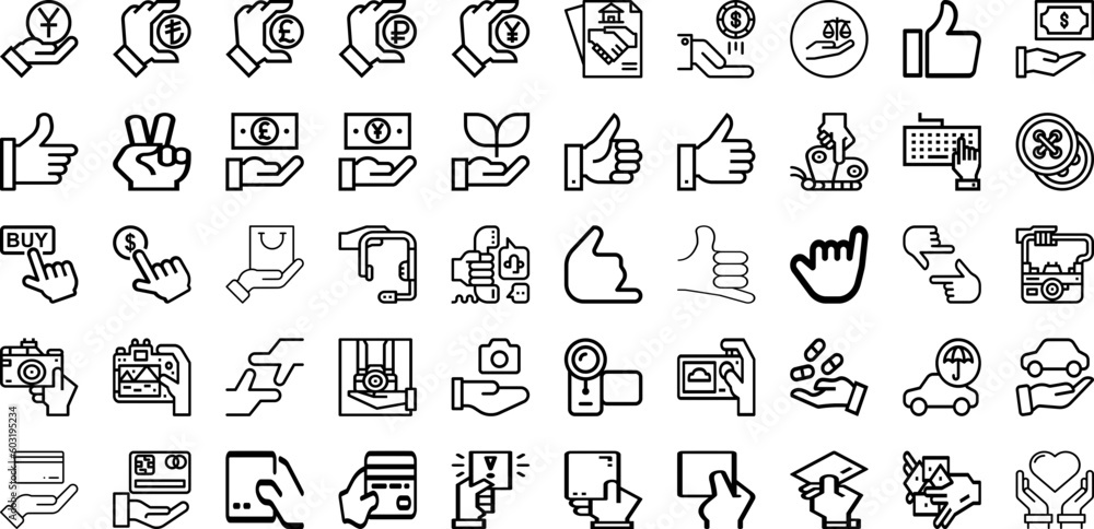 Set Of Hand Icons Collection Isolated Silhouette Solid Icons Including Isolated, Woman, Touch, Hand, White, Hold, Business Infographic Elements Logo Vector Illustration