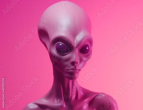 fantasy portrait pink art alien science face beautiful fiction illustration person. Generative AI.