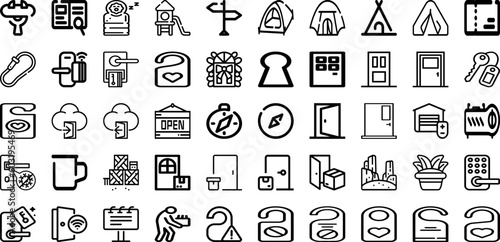 Set Of Door Icons Collection Isolated Silhouette Solid Icons Including Home, Open, Doorway, Front, Entrance, Door, Architecture Infographic Elements Logo Vector Illustration