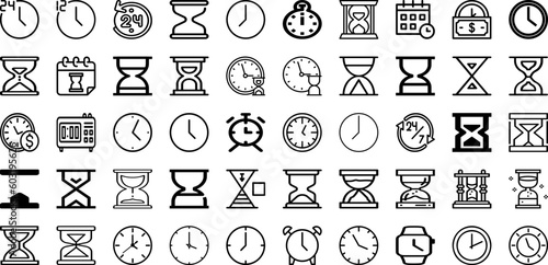 Set Of Hour Icons Collection Isolated Silhouette Solid Icons Including Time  Sign  Hour  Illustration  Vector  Day  Symbol Infographic Elements Logo Vector Illustration