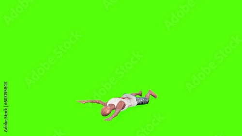 Zombie killed Green Screen Animation 3D Rendering.