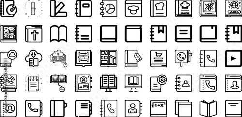 Set Of Book Icons Collection Isolated Silhouette Solid Icons Including Book, Isolated, Illustration, Education, Library, Vector, Design Infographic Elements Logo Vector Illustration