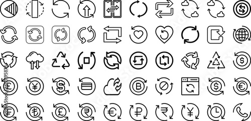 Set Of Sync Icons Collection Isolated Silhouette Solid Icons Including Isolated, Icon, Vector, Communication, Sync, Design, Concept Infographic Elements Logo Vector Illustration