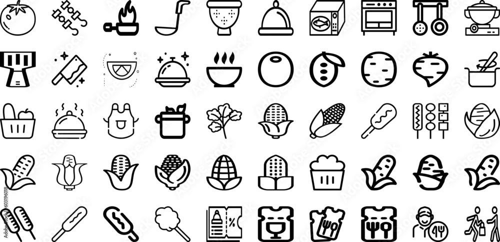 Set Of Food Icons Collection Isolated Silhouette Solid Icons Including Restaurant, Vegetable, Healthy, Vector, Menu, Icon, Food Infographic Elements Logo Vector Illustration