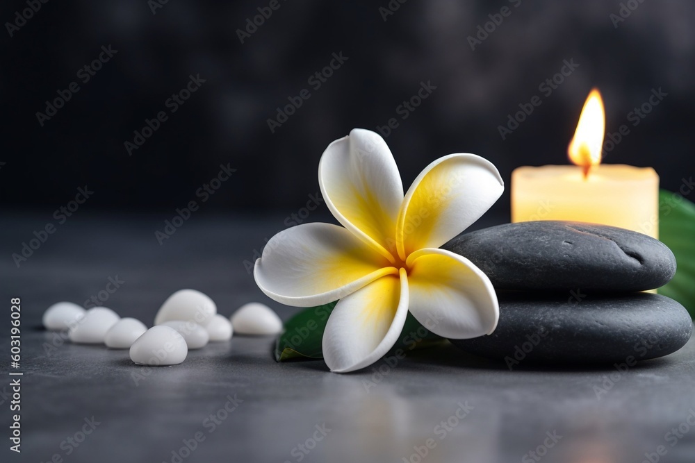 Frangipani flower with stone AI Generative Frangipani flower with stone AI Generative