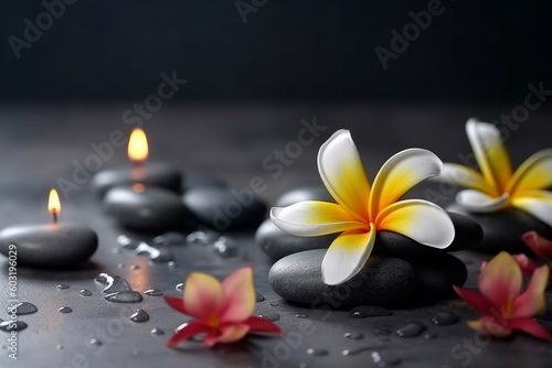 Frangipani flower with stone AI Generative