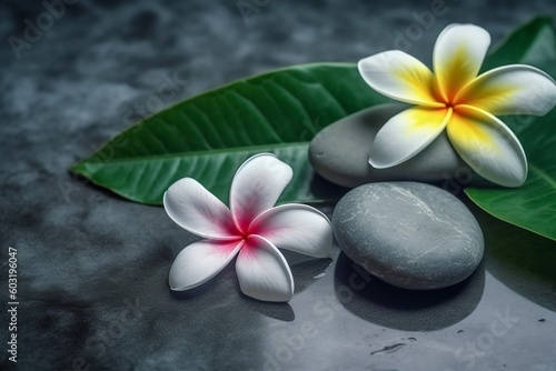 Frangipani flower with stone AI Generative