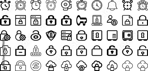 Set Of Lock Icons Collection Isolated Silhouette Solid Icons Including Lock, Privacy, Protection, Icon, Vector, Safety, Safe Infographic Elements Logo Vector Illustration