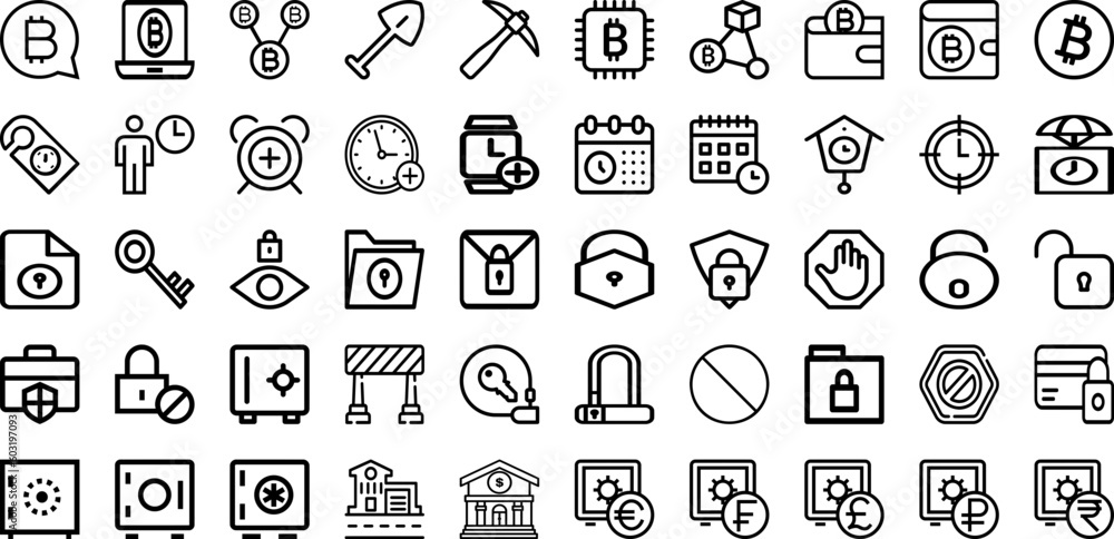 Set Of Lock Icons Collection Isolated Silhouette Solid Icons Including Safety, Protection, Safe, Privacy, Vector, Icon, Lock Infographic Elements Logo Vector Illustration