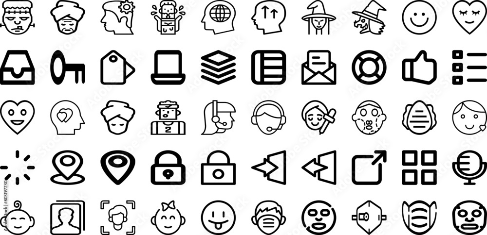 Set Of Face Icons Collection Isolated Silhouette Solid Icons Including Medical, Vector, Mask, Isolated, Face, Illustration, Virus Infographic Elements Logo Vector Illustration