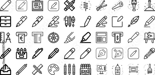 Set Of Draw Icons Collection Isolated Silhouette Solid Icons Including Doodle, Drawing, Line, Design, Vector, Background, Sketch Infographic Elements Logo Vector Illustration