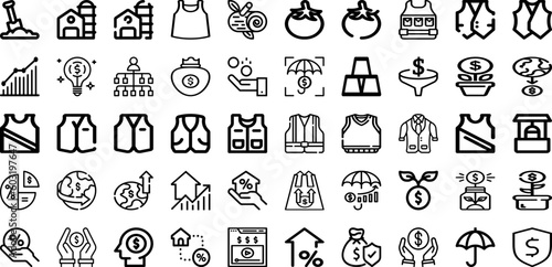 Set Of Vest Icons Collection Isolated Silhouette Solid Icons Including Clothing  Illustration  Isolated  Vest  Wear  Vector  Jacket Infographic Elements Logo Vector Illustration